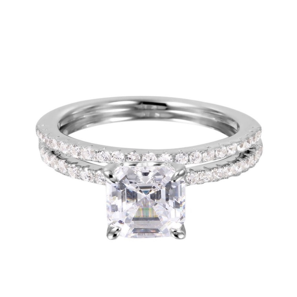 4ct White Sapphire Engagement Ring Set